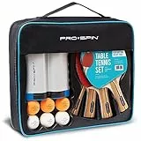 PRO-SPIN Tischtennisschläger Set - Mit Tischtennisnetz Für Jeden Tisch, Tischtennis bälle 3-Sterne, Tasche/Hülle | 4er-Set | Ausziehbares Mobiles Tischtennis Netz | Tolles Geschenk & Spiele