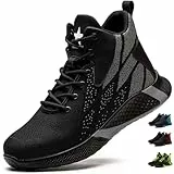 PAQOZKC Leichte Sicherheitsschuhe für Herren und Damen, Arbeitsschuhe, Stahlkappen, Sport-Sicherheitsstiefel, atmungsaktiv, zum Hineinschlüpfen, Industrie-Sneaker 4-11 UK, 39 2/3 EU