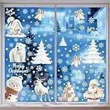 Moxled Fensterbilder Weihnachten Selbstklebend, 156 Weiß Fensterdeko Weihnachten, Wiederverwendbar Statisch Haftende PVC Aufkleber für Fenster Tür Winter Schneeflocken Weihnachtsdeko