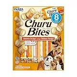 INABA Churu Bites echtem Fleisch, Hundeleckerli ohne Getreide, ohne Zucker, Keine Nebenerzeugnisse, Weiche Leckerlis für kleine Hunde und Seniorhunde in kleinen Häppchen mit Huhn 96 g (1er Pack)