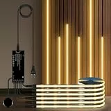 AIMENGTE COB LED Strip 2m, 6 Rollen 12V Warmweiß Akustikpaneele Schneidbar COB LED Streifen, with Berühren und Hand Sweep Dimmer Schalten, für Weinschränke, Regale, Schränke