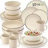 SÄNGER Bombay Beach | Kombiservice 20 teilig, Steingut Geschirr 4 Personen, 4x Speiseteller 4x Dessertteller 4x Schalen 4x Pastateller 4x Kaffeebecher, Teller Set modern | VALUE COLLECTION