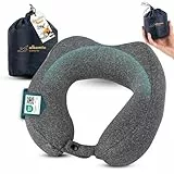 alkamto Memory Foam Nackenkissen – Ergonomisches Reisekissen für Flugzeug & Auto – Atmungsaktiver & Waschbarer Bezug – Komprimierbar mit Tragetasche – Oeko-TEX Zertifiziert