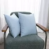 Deconovo Kissenbezug Leinen Optik Kissenhülle Kissenbezüge mit Verstecktem Reißverschluss Sofa Zierkissenhülle, 65x65 cm, Himmelblau, 2er Set