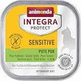 animonda INTEGRA PROTECT Sensitive Pute Pur (16 x 100 g), Katzen Diätfutter bei Futtermittelallergie, sensitives Katzenfutter für allergische Katzen, Katzennassfutter ohne Getreide