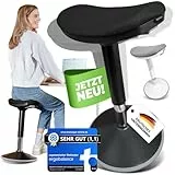 ergobalance Sitzhocker mit Innovativer Sitzfläche | Ergonomischer Hocker [3 in 1] Bürohocker Sattelhocker Stehhocker | Höhenverstellbar rutschfest | Jetzt Farbe wählen (schwarz)