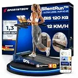 Sportstech Elektrisches Laufband - Klappbar mit 9% Steigung - Stabil bis 120 kg, 12 km/h, leise, LED Pulszonen, Premium App, Tablethalter | Walking Pad & Cardio für Home-Office, Designed in Germany