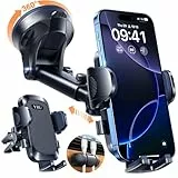 【2025 Militär-Klasse】Handyhalterung Auto Upgrade【Stärkst Saugnapf & Lüftungsclip】Handy Halterung Auto 360° Drehbare Handyhalter Auto auf Armaturenbrett Scheibe für iPhone 16 15 14 13 Pro Max usw