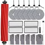 25 Stück Zubehör für Roborock Qrevo Pro/Qrevo S/Qrevo MaxV Saugroboter, 1 Hauptbürste, 6 Staubbeutel, 6 Wischpads, 4 HEPA-Filter, 6 Seitenbürsten, 1 Reinigungsbürste, 1 Schraubendreher