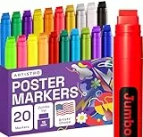 Artistro 20 Mehrfarbiger Jumbo Marker, Zeichenset, Acryl-Marker mit 15-mm-Jumbo-Filzspitze für Stein, Holz, Leinwand, Keramik, Glas, Wandgemälde, Poster, Kunstzeitschriften, Kalligraphie