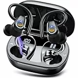 Bluetooth Kopfhörer Sport, Kopfhörer Kabellos Bluetooth 5.3 Mit ENC Mic, 50std Hifi Stereo Tiefer Bass Ohrhörer Mit Led-Anzeige, Ip7 Wasserdicht Wireless Earbuds Mit Ohrhaken Für Sport,Usb-C,Schwarz