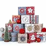 LIHAO Adventskalender zum Befüllen Box 24 Adventskalender Schachteln Weihnachtskalender Geschenkboxen Karton zum Aufstellen Weihnachten Deko Kästchen (MEHRWEG)