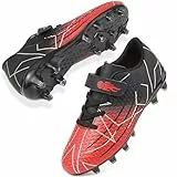 Mufanton Fußballschuhe Jungen Low Top Spikes Professionelle Fussballschuhe Kinder Athletics Trainingsschuhe Mädchen Fußballschuhe Sportschuhe,Schwarz Rot,EU36