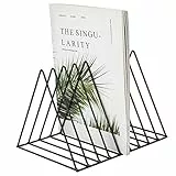 Jeesblsy Buchstütze, Metall Zeitungsständer, Dreieck Desktop Magazinständer 9 Steckplätze Bücherenden Zeitungshalter Halter Organisation Rack für Büro, Dokumente, CD, Magazin