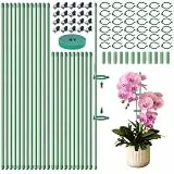 Hysagtek 93-teiliges Pflanzenstäbchen-Set, 24 verstellbare Pflanzenstützstäbe, 40,6 cm und 30,5 cm, Gartenstecker mit Clips für Innen- und Außenbereich, Topfpflanzen, Tomaten, Rose, Amaryllis, Gemüse