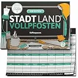 DENKRIESEN - Stadt Land VOLLPFOSTEN® - Job Edition 'Kaffeepause Kollegen' | Spielblock | Stadt Land Fluss | Ostergeschenk | 26 Kategorien | Lustiges Spiel für Freunde und Familie