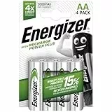 Energizer Batterien AA, wiederaufladbar, 4 Stück, Recharge Power Plus