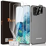 TAURI Schutzfolie Kompatibel Mit Samsung Galaxy S20 und S20 5G 2 Stück TPU Folie und 2 Stück Kamera Fingerabdruck-ID Unterstützen Blasenfreie Klar HD Displayschutz
