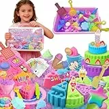 Aoksily Kinetic Sand Set Mädchen Magic Koffer mit 1000g,kinetischer Sand,Spielsand Sandspielzeug,Kinetic Toy Sand Set Zaubersand Geschenk für Kinder Mädchen 3 4 5 6 7 8 Jahre