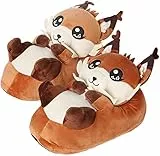 corimori EU Einheitsgröße 44-48, Süße Plüsch-Slipper, Faye der Fuchs, Unisex Slipper, witzige Tier-Hausschuhe für Erwachsene, warm und flauschig, Tier-Pantoffeln, Braun