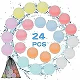 Wasserbomben Wiederverwendbar, Diealles Shine 24 Stück Wasserballons Wiederverwendbare, Wiederbefüllbare Wasserbomben Set für Wasserspielzeug Kinder Outdoor Sommer Aktivitäten Wasserschlacht