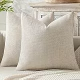 MIULEE Kissenbezug 40x40 2er Set Chenille Beige Kissenbezüge Sofakissen Weiche Dekokissen Kissenhüllen mit Elegantem Design CouchKissen Zierkissen für Bett, Sofa und Wohnzimmer