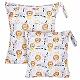 Loscarol 2 Stück Wetbag Groß Kindergarten für Baby Personalisiert Nappy Bag, Lässig Nasstasche Wechselwäsche Schwimmsachen wasserdichte Windeltasche, Klein Bikini Wet Bag Schwimmen Set (Bear)