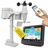 National Geographic Wetterstation Funk mit Aussensensor WLAN Farbwettercenter mit 7-in-1 Profi-Sensor für Wind, Luftfeuchtigkeit, Temperatur, Niederschlag, UV-Level und Lichtintensität, LED, Schwarz