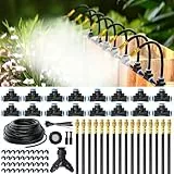 Mixc Tropfbewässerungssystem, 30 m, 0,6 cm, 2025-Upgrade, Gartenbewässerungs-Set mit 16 verstellbaren Kupferdüsen, automatisches Zerstäubungssystem für Outdoor-Pflanzen, Hochbeet, Hof, Topfpflanze