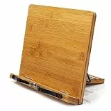 wishacc Holz einstellbar faltbar Leseständer/Buchhalter/Kochbuchhalter/Cookbook stand/Book rest/Bücherständer/Book Stand aus Bambus