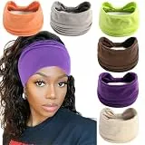 6Stück Stirnbänder für Frauen Breite verknotete Turban Bandana Boho Kopftücher Wraps Yoga Haarbänder Stoff elastische Stirnband Sport Laufen Kopftücher