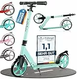 Rollkönig ® Roller Kinder 6 Jahre+ I Faltbarer Scooter Kinder mit großen Rädern I Cityroller Kinder I Auch für Erwachsene mit bis zu 100 kg geeignet