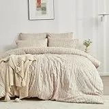 Luofanfei Bettwäsche Set 135x200 Beige Boho Style Wendebettwäsche Microfaser Stickerei Geometrisches Muster Bettbezug und Kissenbezug 80x80cm mit Reißverschluss