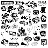 Foto Booth DIY Photo Props Kit für Hochzeit Photo Booth Fotobox Accessoires Geburtstage,Prop Dress-up Karneval Zubehör Party Dekoration ZubehörFotorequisiten Fotoaccessoires für witzige (Silver-36)