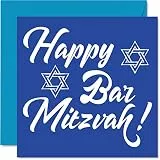 Stuff4 Bar Mitzwa Karte für Jungen und Ihn, Happy Bar Mitzwa – Mazel Tov, Glückwunschgeschenke, Bar Mitzwa Geschenke für Jungen, 145 mm x 145 mm jüdische Geschenke Grußkarten Fledermaus Mitzwa Karten