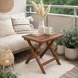 ESTEXO Beistelltisch Holztisch Lounge Tisch Kaffeetisch Gartentisch Klapptisch Akazie Holz Balkontisch Akazienholz Teetisch 40 x 40 cm