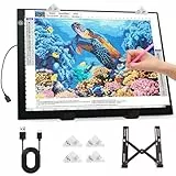 Zocelight A3 Leuchttisch für Diamantmalerei, Ultra dünn Lichtpad Helligkeit 4800 Lux,Lichtplatte mit Ständer und Klemme, 3 Helligkeitsstufen Lichtkasten für Künstler, Zeichnen und Animation (schwarz)