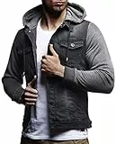 Leif Nelson Herren Sweatjacke | Vintage Denim Jacke für Männer | Slim-Fit Langarm-Hoodie Denim Jacke, Anthrazit, 3X-Groß