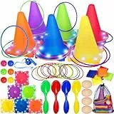 ZHHGOO Wurfspiel Kinder Outdoor, Light Up Wurfspiele, Gartenspiele, Outdoor Spiele Für Kinder Ab 3 4 5 6 7 8 9 10, Ringe Werfen Spiel, Wurfspiele Für Draußen, Outdoor Spielzeug Ab 3-10 Jahre
