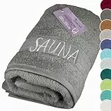 Lashuma Saunahandtuch 100x200 cm, großes XXL Saunatuch aus 100% Baumwolle, 500 GSM Frottee, Dunkel Grau