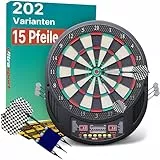 Ultrasport Dartscheibe Elektronisch Profi Set ohne Türen I Elektronische Dartscheibe für 1-8 Spieler mit 15 Darts, 15 Pro Flights, 100 Pfeilspitzen, 3 Startlinien I Dartautomat