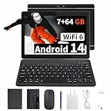 Veidoo 2-in-1 tragbares Android-Tablet mit Tastatur, Maus und Eingabestift, Tablet 10,1 Zoll IPS HD-Bildschirm mit 7 GB RAM (3 GB + 4 GB) 64 GB ROM, erweiterbar auf 512 GB, Octa-Core-Prozessor, WiFi 6