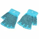 ProsourceFit Grippy Yoga Gloves, Hand Grips with Firm Fingerless Design, One Size Fits All for Women and Men, Aqua