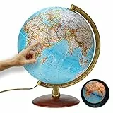 National Geographic - Leuchtglobus im klassischen Stil - 30cm Globus mit stabilem Standfuß und Metall Meridian, Kartenbild 2026 physikalisch/politisch mit LED Leuchte, aktuelles deutsches Kartenbild