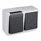 HEITECH Aufputzsteckdose & Aufputzschalter Kombination IP44 - Neues Modell - Aufputz Schutzkontakt Steckdose & Wechselschalter AP für Feuchtraum - Schutzkontaktsteckdose 250V 16A