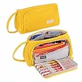 iSuperb Federmäppchen Federtaschen Teenager Mädchen Große Kapazität Mäppchen Pencil Case Schlamperbox Student Make-up Tasche für Schule & BüroTeenager,Mädchen Studenten (Gelb)
