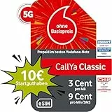 Vodafone Prepaid CallYa Classic eSIM | 10 EUR Startguthaben I ohne Vertrag | 5G-Netz | 9 Ct. pro Min/SMS