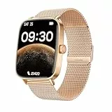 TOOBUR Smartwatch Damen, Schrittzähler Fitness Sport Uhr, 100+ Sportmodi, Elegant Frauen Metall Smartwatch Android/iOS Kompatibel, Telefonfunktion mit Anrufe, IP68 Wasserdicht, Gold