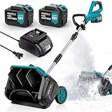 18V Akku Schneefräse für Makita Akku, 1000W Elektrische Schneefräse mit Rollen, mit 2x4500 mAh Akku und Ladegerät, 40cm Arbeitsbreite, Schneehöhe 27 cm, Wurfweite 8m, ±30° Verstellbare Wurfrichtung