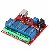 ASHATA 12V Relay Module,4 Kanal DC 12V Relaismodul Computer USB Smart Switch Controller Relaismodul,Hochleistung Relais Modul PC USB Erweiterungsplatine Board